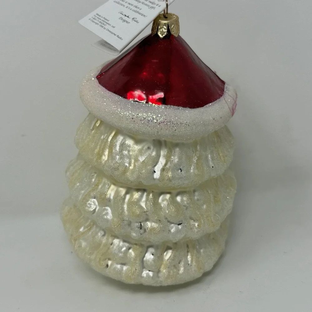 Christopher Radko 1996 Santa Face Head Glass Ornament White Beard w/ Box & Tag
